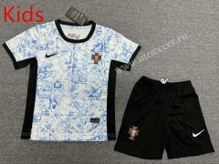 2024-2025 Portugal Away White&Blue Kids/Youth Soccer Uniform-1506