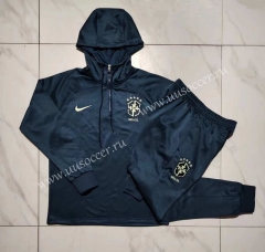2023-2024 Brazil Royal Blue Thailand Soccer Tracksuit With Hat-815