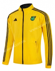 (S-3XL) 2024-2025 Jamaica Copy Version Yellow&Green Thailand Reversible Trench Coat-0255