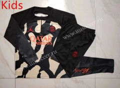 2023-2024 Paris SG Jordan Black&Yellow Ink Jet Kids/Youth Soccer Tracksuit-815