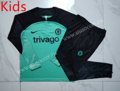 2023-2024 Chelsea Light Green Kids/Youth Soccer Tracksuit-815