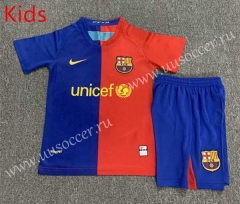 Retro Version 08-09 Barcelona Home Red&Blue Kids/Youth Soccer Uniform-7809