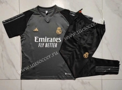 2023-2024 Real Madrid Dark Green Short-Sleeve Thailand Soccer Tracksuit-815
