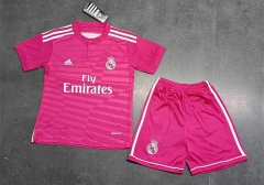 Retro Version 14-15Real Madrid Away Pink Kids/Youth Soccer Uniform-8679