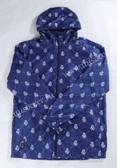 (S-3XL) 2024-2025 Real Madrid Blue Full Body Team Logo Thailand Trench Coat With Hat-0255