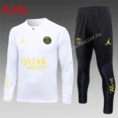 2023-2024 Paris SG Jordan White Kids/Youth Soccer Tracksuit-815