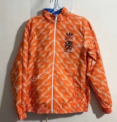 (S-3XL) 2024-2025 Netherlands Copy Version Blue&Orange Thailand Reversible Trench Coat-0255