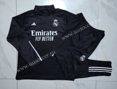 2023-2024 Real Madrid Black Thailand Soccer Tracksuit Unoform-815