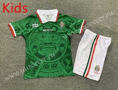 Retro Version 1998 Mexico Home Green Kids/Youth Soccer Uniform-7809