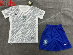 2024-2025 Brazil Grey&White Kid/Youth Soccer Uniform-1506