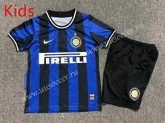 Retro Version 09-10 Inter Milan Home Blue&Black Kid/Youth Soccer Uniform-7809