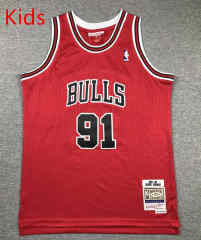 Retro Version Chicago Bulls Red #91 Kids/Youth NBA Jersey-1380