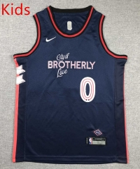 2024 Philadelphia 76ers City Edition Dark Blue #0 Kids/Youth NBA Jersey-1380