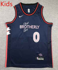 2024 Philadelphia 76ers City Edition Dark Blue #0 Kids/Youth NBA Jersey-1380