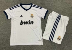 Retro Version 12-13 Real Madrid Home White  Kids/Youth Soccer Uniform