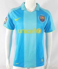 Retro Version 2007-2008 Barcelona Away Blue Thailand Soccer Jersey AAA-503