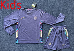 2024-2025 England Away Purple LS Kids/Youth Soccer Uniform-GB