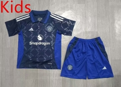 2024-2025  Manchester United  Away Blue Kids/Youth Soccer Uniform-2353