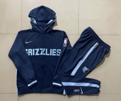 23-24  Memphis Grizzlies Blue With Hat Jacket-815