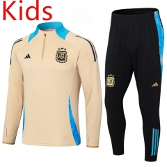 2024-25 Argentina Beige Kids/Youth Soccer Tracksuit-411