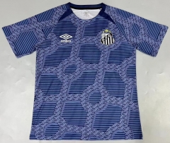 (S-4XL) 2024-2025 Santos FC Blue Thailand Soccer Training Jersey-908