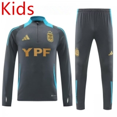 2024-2025 Argentina Light Gray Kids/Youth Soccer Tracksuit-4627