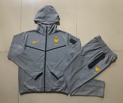 2024-25 France Gray Thailand Soccer Jacket Uniform With Hat-815