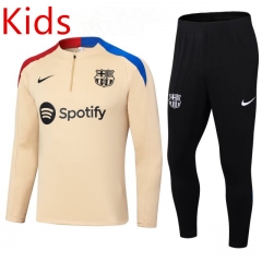2024-2025 Barcelona Earthy Yellow Kid-Youth Soccer Tracksuit -411
