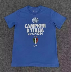 2024-2025  Inter Milan Blue Thailand Soccer Cotton T-shirt-7411