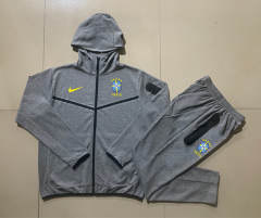 2024-2025 Brazil Gray Thailand Soccer Jacket Uniform With Hat -815