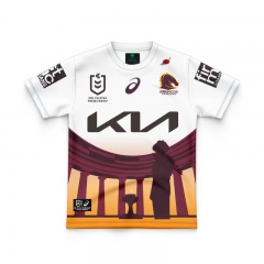 24-25 Mustang Away White Thailand kids Rugby Shirt
