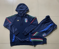 2024-25 Italy Royal Blue Soccer Tracksuit With Hat-815