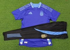 2024-2025 Argentina Blue Short-Sleeved Thailand Training Soccer Tracksuit -9926