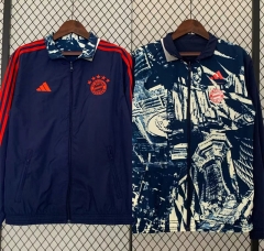 (S-3XL) 2024-2025 Bayern München Royal Blue Double-Sided Wear Thailand Trench Coats-0255