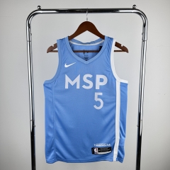 2024 Minnesota Timberwolves Light Blue #5 NBA Jersey-311