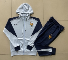 2024-2025 France Light Blue Thailand Soccer Jacket Uniform With Hat-815