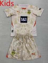 2024-25 Borussia Dortumund Goalkeeper Light Yellow   kids  Soccer Uniform-AY