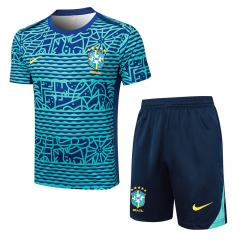 2024-2025 Brazil Camouflage Blue Inkjet Short-sleeved Thailand Soccer Tracksuit-815