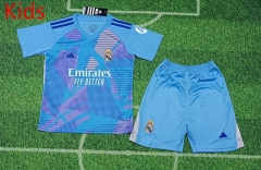 2024-25 Goalkeeper Real Madrid Blue Kids/Youth Soccer Uniform-8679