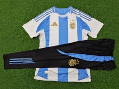 2024-2025 Argentina Blue&White Short-Sleeved Thailand Training Soccer Tracksuit -9926