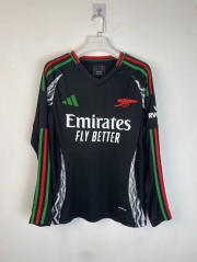 (s-4xl)2024-2025 Arsenal Away Black LS Thailand Soccer Jersey AAA