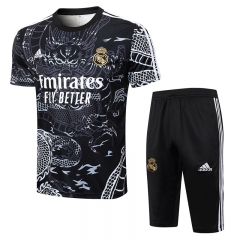 2024-2025 Real Madrid Black Short-Sleeve Thailand Soccer Tracksuit-815