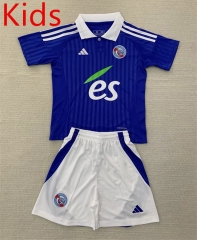 2024-25 RC Strasbourg Alsace Home Blue Kids/Youth Thailand Soccer Uniform-AY
