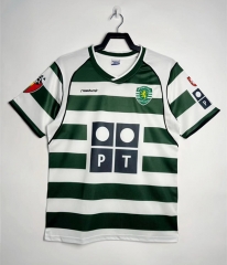 Retro Version 01-03 Sporting Clube de Portugal Home Black&White and Green Thailand Soccer Jersey AAA-811