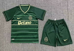 2024-2025 Sporting Clube de Portugal Away Green and Green Kid/Youth Soccer Uniform-6149