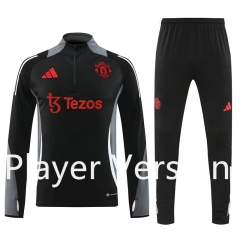 Player version 2024-25 Manchester United Black Thailand Soccer Tracksuit Uniform-4627