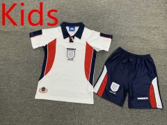 1998 England Home White  Kids/Youth Soccer Uniform-7809