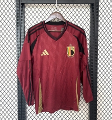 （s-4xl）2024-2025 Belgium Home Maroon LS Thailand Soccer Jersey AAA-9663