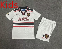 Retro Version 98-99 Manchester United Away White Kids/Youth Soccer Uniform-7809