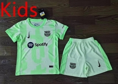 2024-25 Barcelona  2nd Away Green Kids/Youth Soccer Uniform-709
